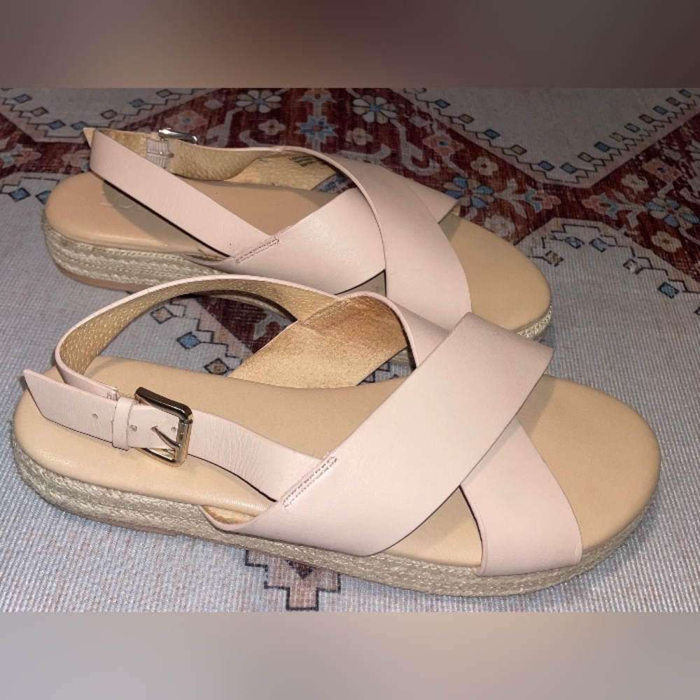 Loft Size 8 Women's Nude Beige Platform Criss Cross Espadrille Sandals - Picture 2 of 11